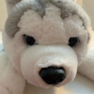 FAO Schwarz Plush Husky Dog Toy - White and Gray